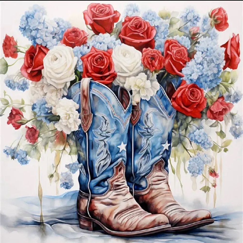 Boots & Flowers Diamond Painting Kit (12in x 12in)